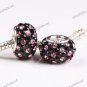1X BLACK & PINK SWAROVSKI CRYSTAL 925 STERLING SILVER EUROPEAN CHARM BEAD