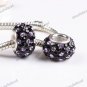 BLACK & VIOLET SWAROVSKI CRYSTAL 925 STERLING SILVER EUROPEAN CHARM BEAD