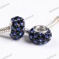 BLACK & SAPPHIRE BLUE SWAROVSKI CRYSTAL 925 STERLING SILVER EUROPEAN CHARM BEAD