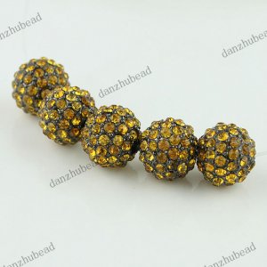 100X GOLDEN CRYSTAL DISCO BALL SPACER LOOSE BEADS JEWELRY WHOLESALE FINDING 10MM