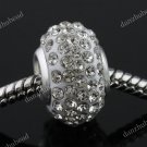 10X CLEAR CRYSTAL BIG HOLE RESIN EUROPEAN WHITE CHARM BEAD FINDINGS FIT BRACELET