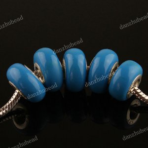 200X WHOLESALE ROYAL BLUE POLYMER CLAY EUROPEAN BEADS FINDINGS FIT BRACELET