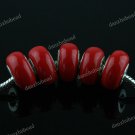 200X WHOLESALE RED POLYMER CLAY EUROPEAN CHARM BEADS FINDINGS FIT BRACELET