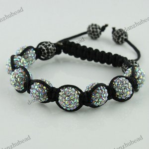 ADJUSTABLE MACRAME COLORFUL CRYSTAL DISCO BALL FASHIONABLE EUROPEAN BRACELET