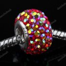 TRUE 925 SILVER NACARAT AB CZECH CRYSTAL EUROPEAN BEAD