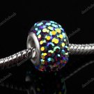 DEEP PURPLE AB SWAROVSKI CRYSTAL SILVER EUROPEAN BEAD