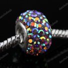 LIGHT PURPLE AB SWAROVSKI CRYSTAL SILVER EUROPEAN BEAD