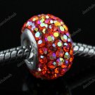 TRUE SILVER AB ORANGE SWAROVSKI CRYSTAL EUROPEAN BEAD