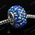 TRUE 925 SILVER AB SAPPHIRE CZECH CRYSTAL EUROPEAN BEAD
