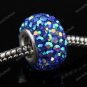 TRUE 925 SILVER AB SAPPHIRE CZECH CRYSTAL EUROPEAN BEAD