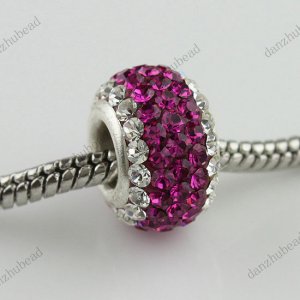 925 SILVER MAGENTA AREA SWAROVSKI CRYSTAL CHARM BEAD