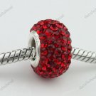 TRUE SILVER RED SWAROVSKI CRYSTAL EUROPEAN CHARM BEAD