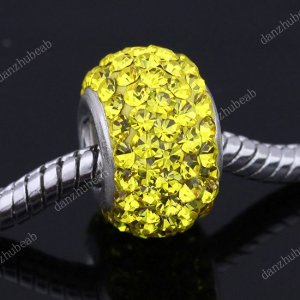 TRUE 925 SILVER YELLOW SWAROVSKI CRYSTAL EUROPEAN BEAD