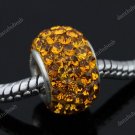 TRUE 925 SILVER GOLDEN SWAROVSKI CRYSTAL EUROPEAN BEAD