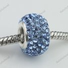 TRUE SILVER LIGHT BLUE SWAROVSKI CRYSTAL EUROPEAN BEAD