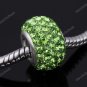 TRUE 925 SILVER LIGHT GREEN CZECH CRYSTAL EUROPEAN BEAD