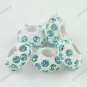 100X OCEAN BLUE CRYSTAL RESIN EUROPEAN CHARM BEADS FINDINGS FIT BRACELET