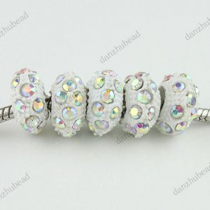 100X CLEAR AB CRYSTAL RESIN EUROPEAN CHARM BEADS FINDINGS WHOLESALE LOTS