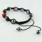 1X MULTICOLOR SWAROVSKI CRYSTAL DISCO BALL HEMATITE ADJUSTABLE MACRAME BRACELET