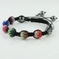 1X MULTICOLOR SWAROVSKI CRYSTAL DISCO BALL HEMATITE ADJUSTABLE MACRAME BRACELET