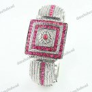ROSE CRYSTAL SILVER FASHION CHARM BRACELET BANGLE 1PC