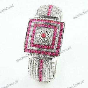 ROSE CRYSTAL SILVER FASHION CHARM BRACELET BANGLE 1PC