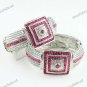 ROSE CRYSTAL SILVER FASHION CHARM BRACELET BANGLE 1PC