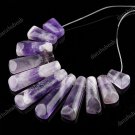 11PCS AMETHYST GEMSTONE STICK  FASHION  PENDANT BEADS SET