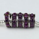 5PCS PURPLE CRYSTAL SPACER 5MM BIG HOLE CHARM BEADS