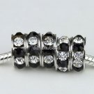 5PCS CLEAR BLACK CRYSTAL SPACER 5MM HOLE CHARM BEADS