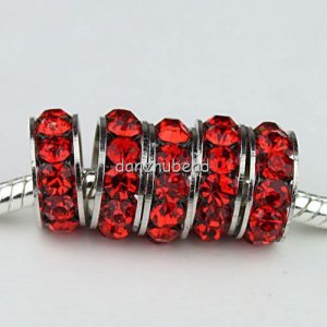 5PCS RED CRYSTAL SPACER FINDINGS 5MM HOLE CHARM BEADS