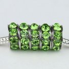 5PCS GREEN CRYSTAL SPACER 5MM BIG HOLE CHARM BEADS