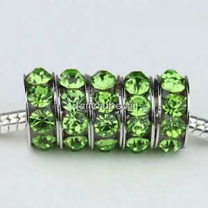 5PCS GREEN CRYSTAL SPACER 5MM BIG HOLE CHARM BEADS