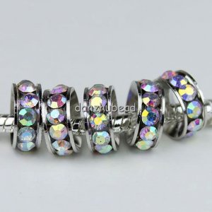 5PCS COLORFUL CRYSTAL SPACER 5MM BIG HOLE CHARM BEADS