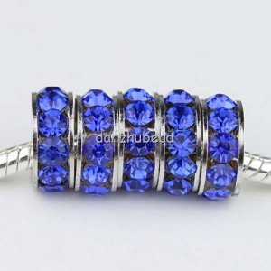 5PCS BLUE CRYSTAL SPACER FINDINGS 5MM HOLE CHARM BEADS