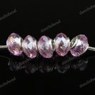 20X PINK FACETED CRYSTAL GLASS EUROPEAN  CHARM BEADS FINDINGS
