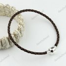 100X COFFEE COWHIDE LEATHER BRACELETS FOR CHARM BEAD WHOLESALE 20CM