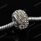 SWAROVSKI CRYSTAL TRUE 925 SILVER EUROPEAN CHARM BEAD CLEAR & LIGHT GOLDEN