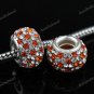 SWAROVSKI CRYSTAL TRUE 925 SILVER EUROPEAN CHARM BEAD CLEAR & ORANGE