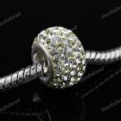 SWAROVSKI CRYSTAL TRUE 925 SILVER EUROPEAN CHARM BEAD CLEAR & LIGHT YELLOW