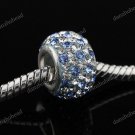SWAROVSKI CRYSTAL TRUE 925 SILVER EUROPEAN CHARM BEAD CLEAR & LIGHT BLUE