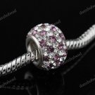 SWAROVSKI CRYSTAL TRUE 925 SILVER EUROPEAN CHARM BEAD CLEAR & LIGHT PURPLE