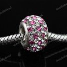 SWAROVSKI CRYSTAL TRUE 925 SILVER EUROPEAN CHARM BEAD CLEAR & ROSE