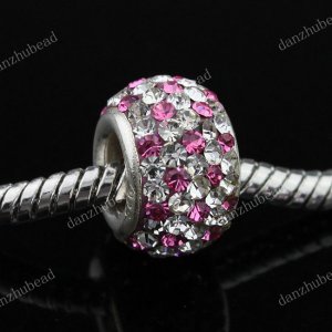 SWAROVSKI CRYSTAL TRUE 925 SILVER EUROPEAN CHARM BEAD CLEAR & ROSE