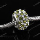 SWAROVSKI CRYSTAL TRUE 925 SILVER EUROPEAN CHARM BEAD CLEAR & OLIVE