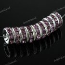 10PCS LIGHT PURPLE CRYSTAL SILVER SPACER LOOSE BEADS FINDINGS 10MM