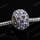 SWAROVSKI CRYSTAL TRUE 925 SILVER EUROPEAN CHARM BEAD CLEAR & DEEP VIOLET