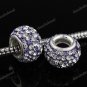 SWAROVSKI CRYSTAL TRUE 925 SILVER EUROPEAN CHARM BEAD CLEAR & DEEP VIOLET