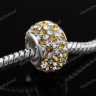 SWAROVSKI CRYSTAL TRUE 925 SILVER EUROPEAN CHARM BEAD CLEAR & GOLDEN