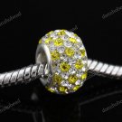 SWAROVSKI CRYSTAL TRUE 925 SILVER EUROPEAN CHARM BEAD CLEAR & YELLOW